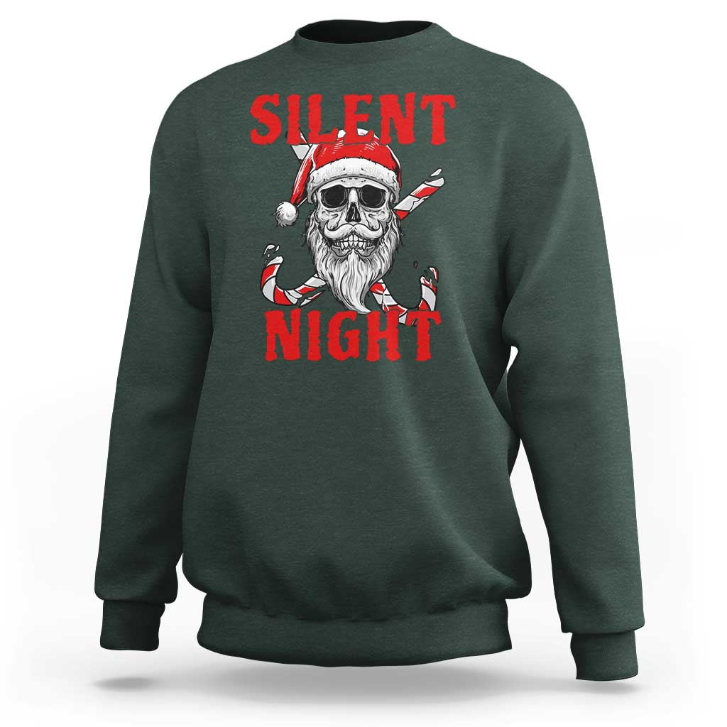 Silent Night Skull Christmas Sweatshirt Creepy Santa Gothic Holiday - Wonder Print Shop