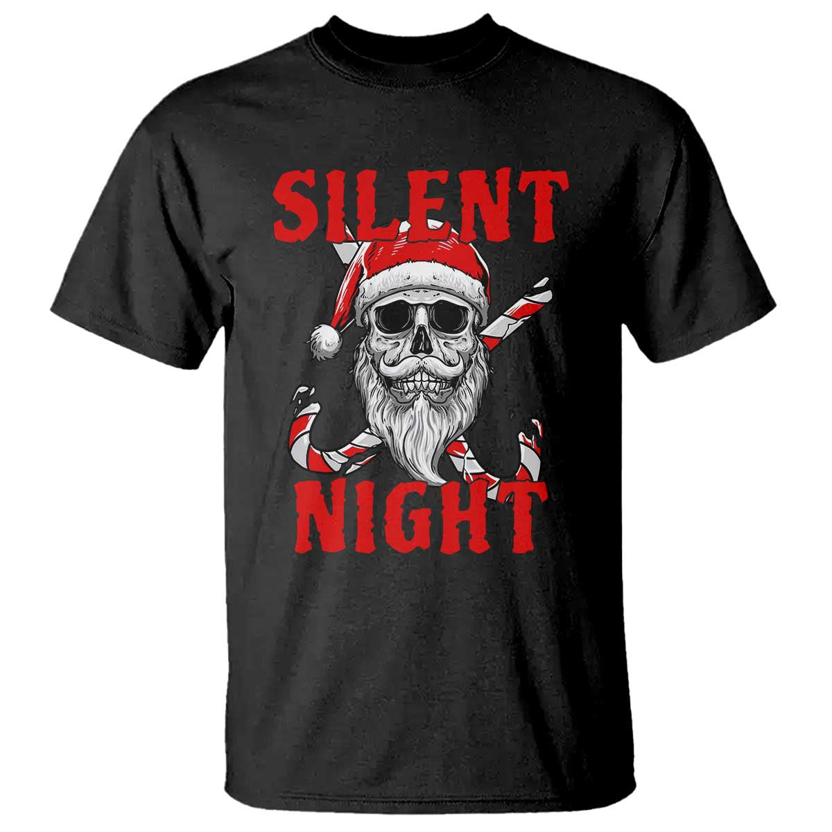 Silent Night Skull Christmas T Shirt Creepy Santa Gothic Holiday - Wonder Print Shop