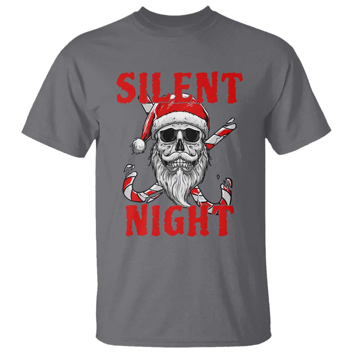 Silent Night Skull Christmas T Shirt Creepy Santa Gothic Holiday - Wonder Print Shop