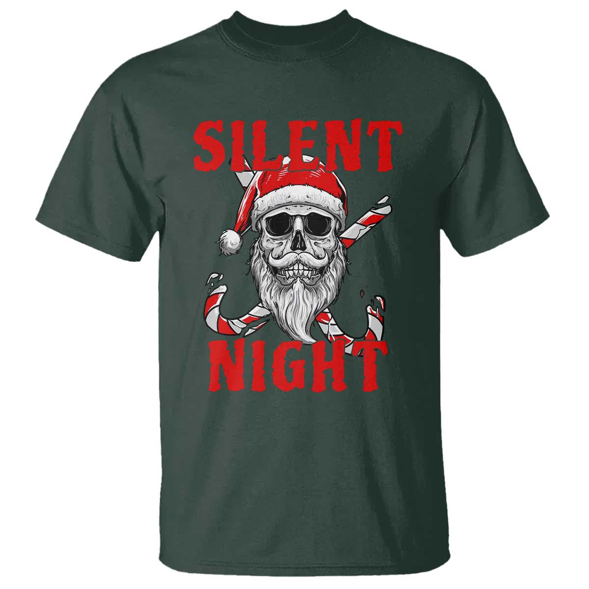 Silent Night Skull Christmas T Shirt Creepy Santa Gothic Holiday - Wonder Print Shop