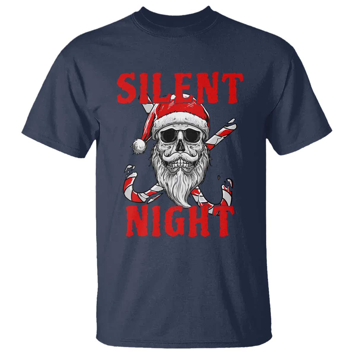 Silent Night Skull Christmas T Shirt Creepy Santa Gothic Holiday - Wonder Print Shop