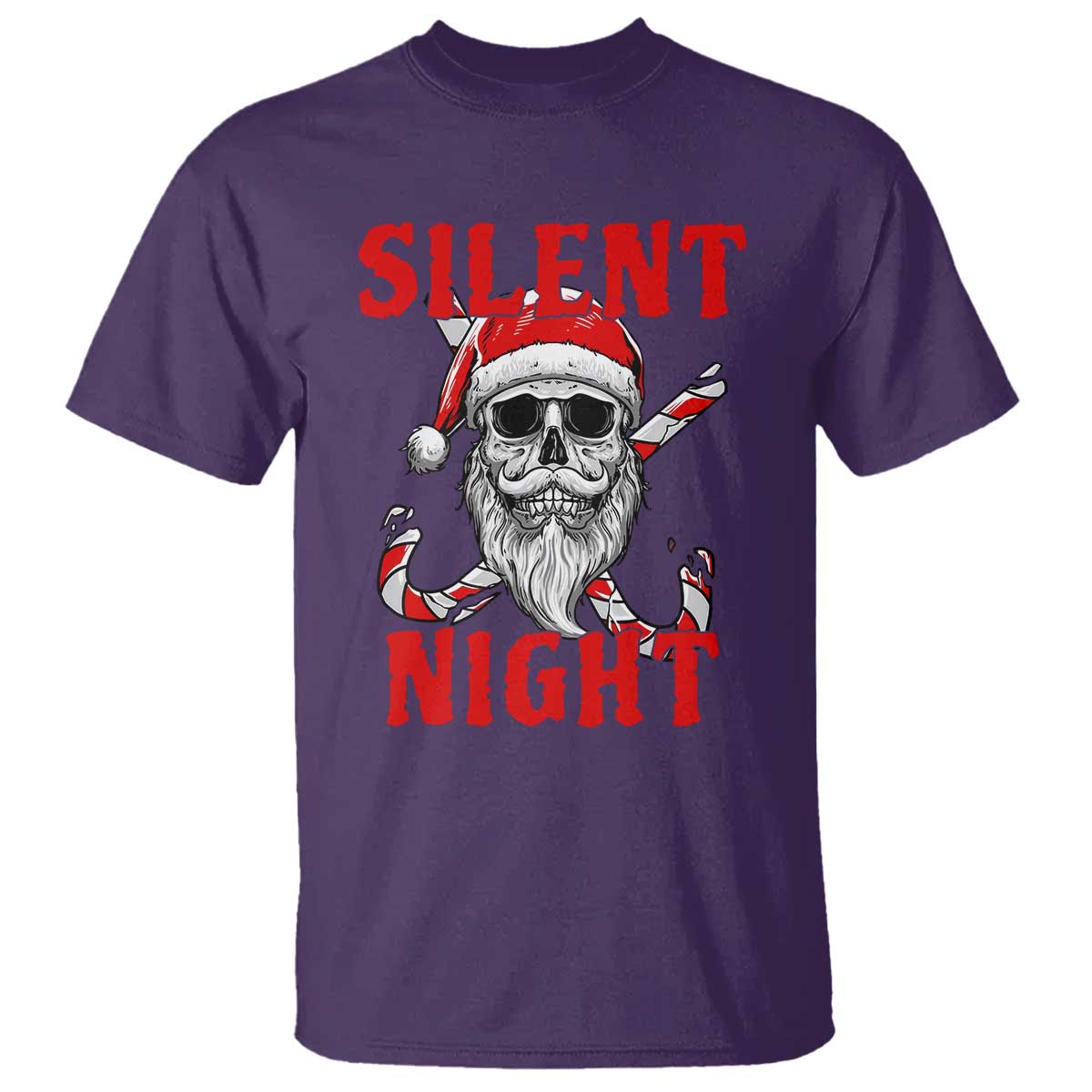 Silent Night Skull Christmas T Shirt Creepy Santa Gothic Holiday - Wonder Print Shop