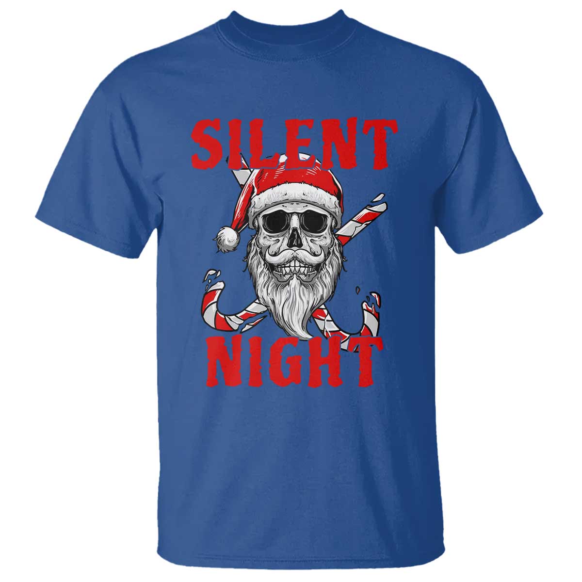 Silent Night Skull Christmas T Shirt Creepy Santa Gothic Holiday - Wonder Print Shop