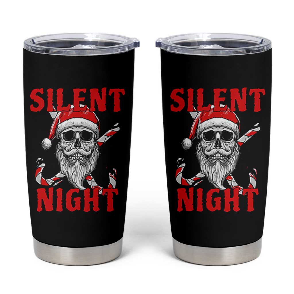 Silent Night Skull Christmas Tumbler Cup Creepy Santa Gothic Holiday - Wonder Print Shop