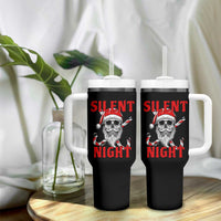 Silent Night Skull Christmas Tumbler With Handle Creepy Santa Gothic Holiday - Wonder Print Shop