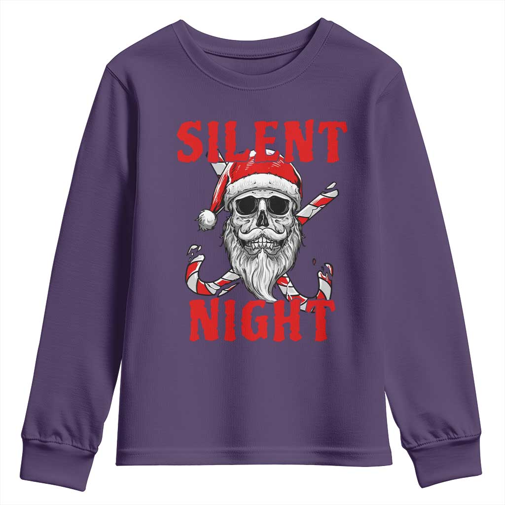 Silent Night Skull Christmas Youth Sweatshirt Creepy Santa Gothic Holiday - Wonder Print Shop