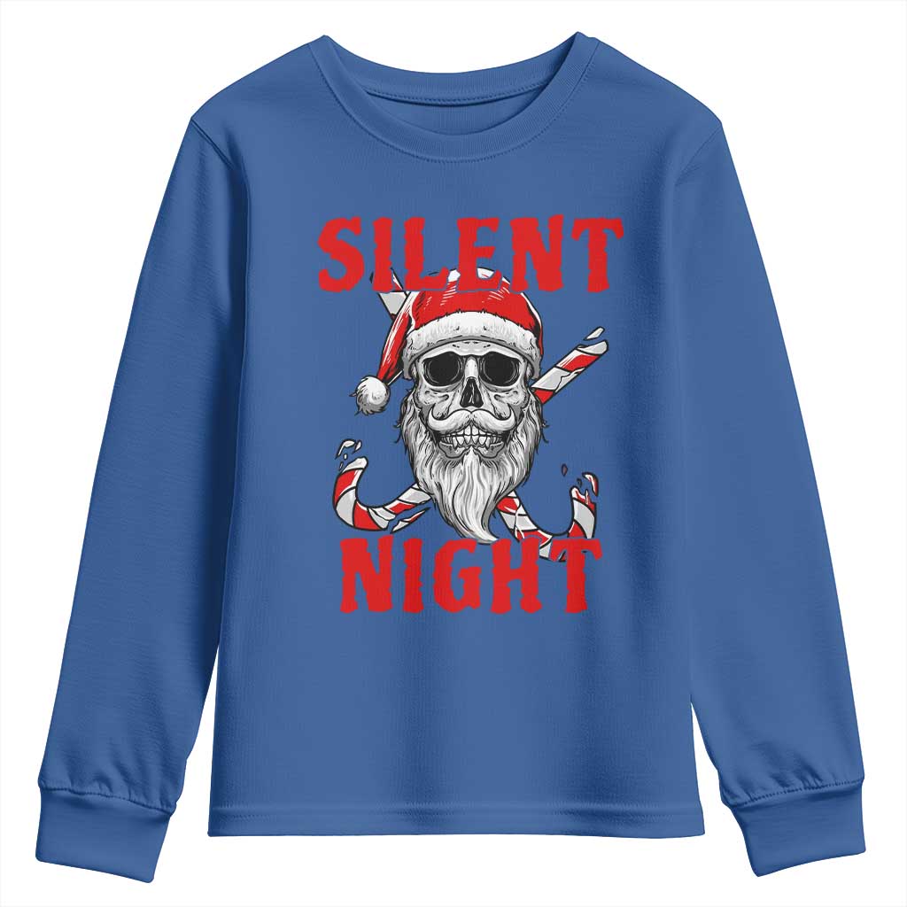 Silent Night Skull Christmas Youth Sweatshirt Creepy Santa Gothic Holiday - Wonder Print Shop