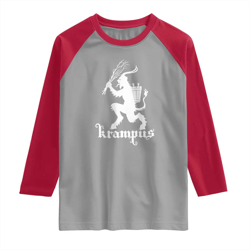 Mythical Krampus Raglan Shirt Scary Christmas Horror Occult Holiday Eastern Folklore