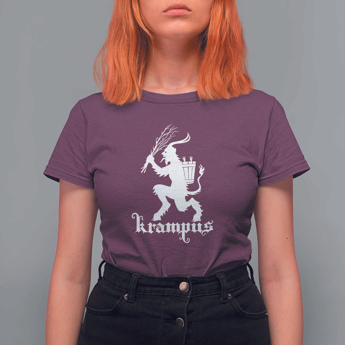 Mythical Krampus T Shirt For Women Scary Christmas Horror Occult Holiday Eastern Folklore