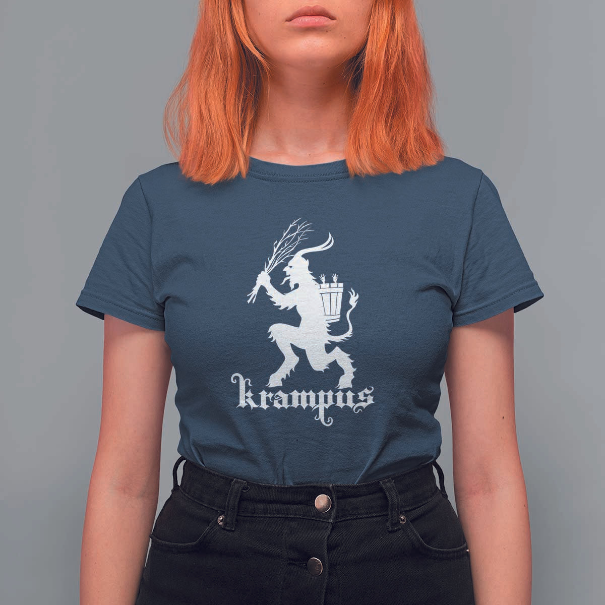 Mythical Krampus T Shirt For Women Scary Christmas Horror Occult Holiday Eastern Folklore