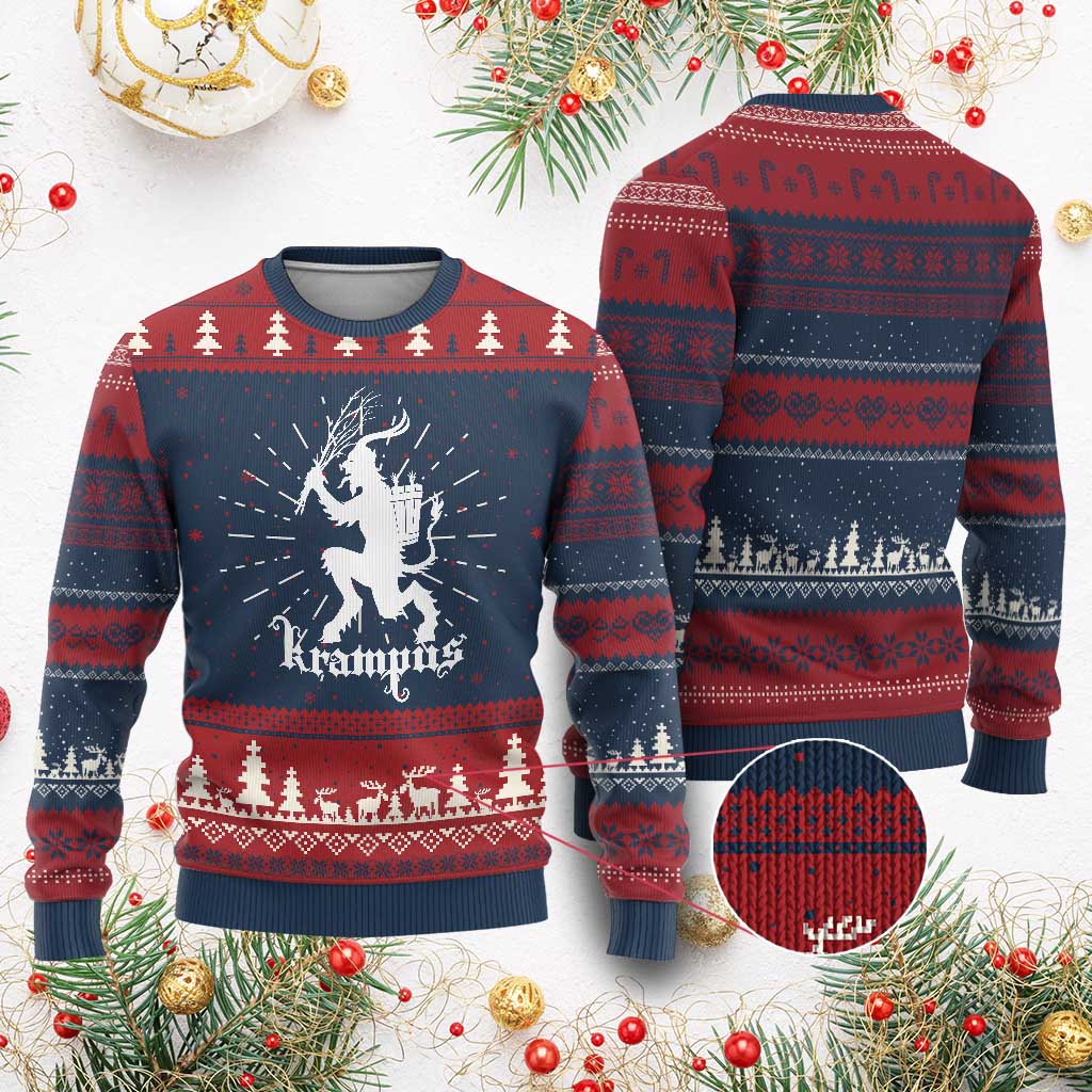 Mythical Krampus Ugly Christmas Sweater Scary Christmas Horror Occult Holiday Eastern Folklore