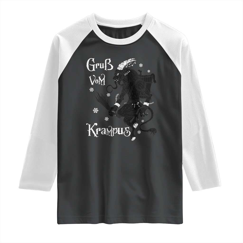 Mythical Krampus Raglan Shirt Gruss Vom Christmas Horror Figure Greeting