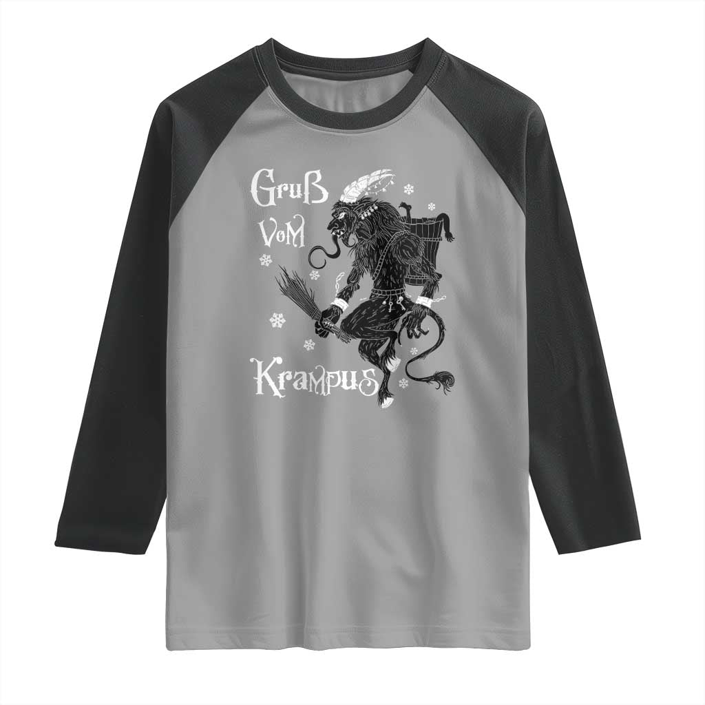 Mythical Krampus Raglan Shirt Gruss Vom Christmas Horror Figure Greeting