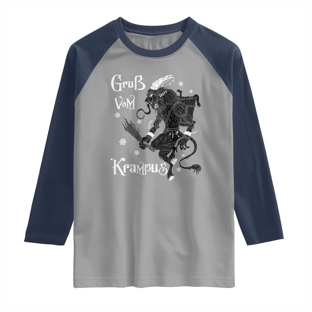 Mythical Krampus Raglan Shirt Gruss Vom Christmas Horror Figure Greeting