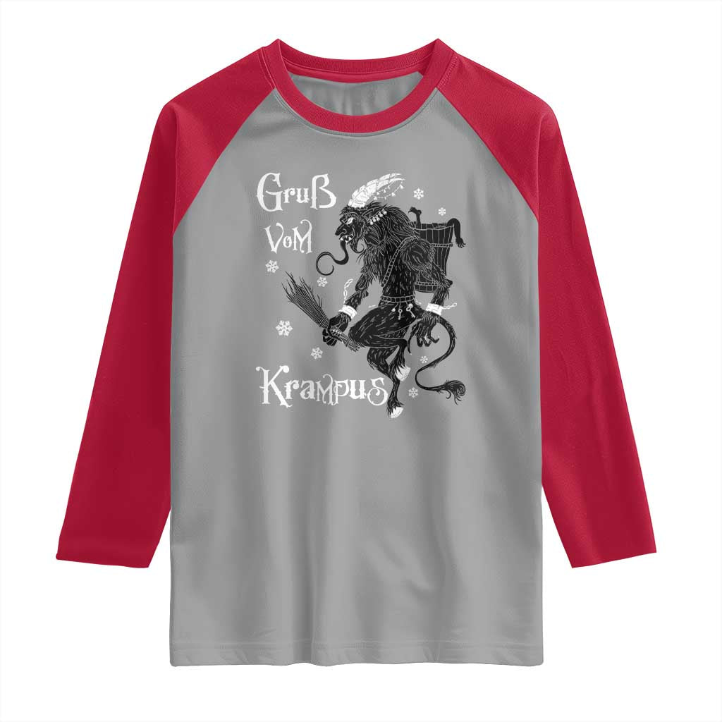 Mythical Krampus Raglan Shirt Gruss Vom Christmas Horror Figure Greeting
