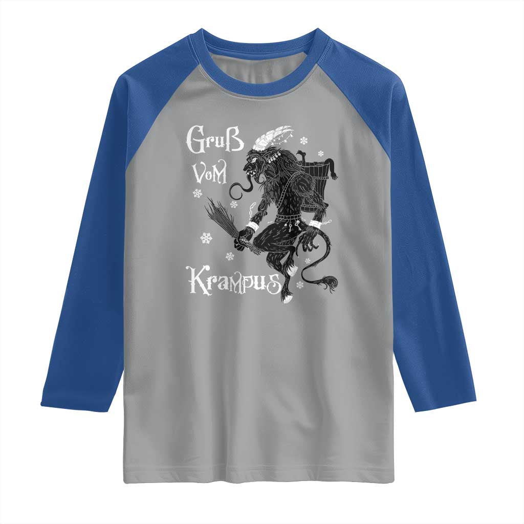 Mythical Krampus Raglan Shirt Gruss Vom Christmas Horror Figure Greeting