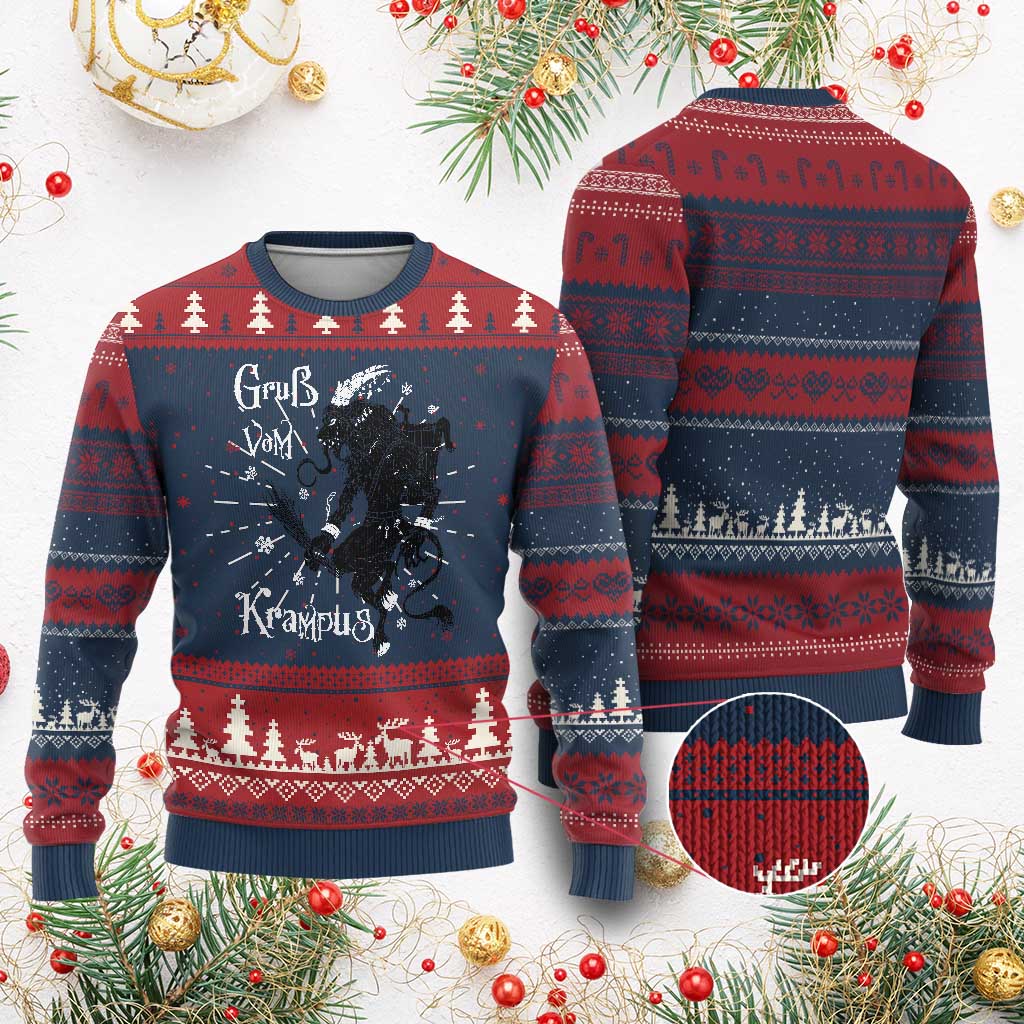 Mythical Krampus Ugly Christmas Sweater Gruss Vom Christmas Horror Figure Greeting