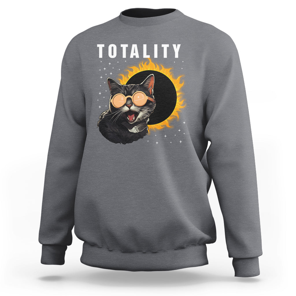 Total Solar Eclipse Sweatshirt Funny Cat Totality - Wonder Print Shop