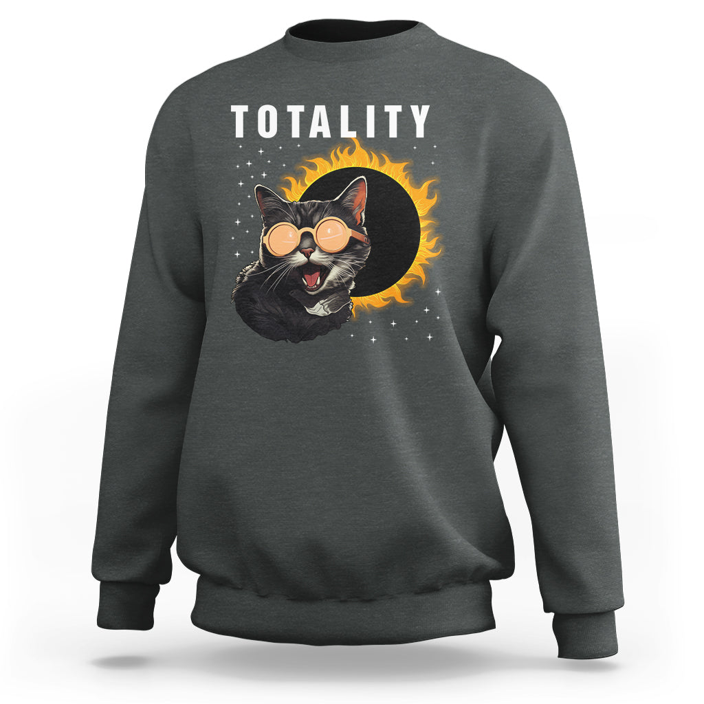 Total Solar Eclipse Sweatshirt Funny Cat Totality - Wonder Print Shop