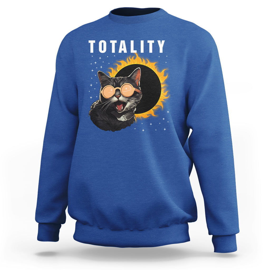 Total Solar Eclipse Sweatshirt Funny Cat Totality - Wonder Print Shop
