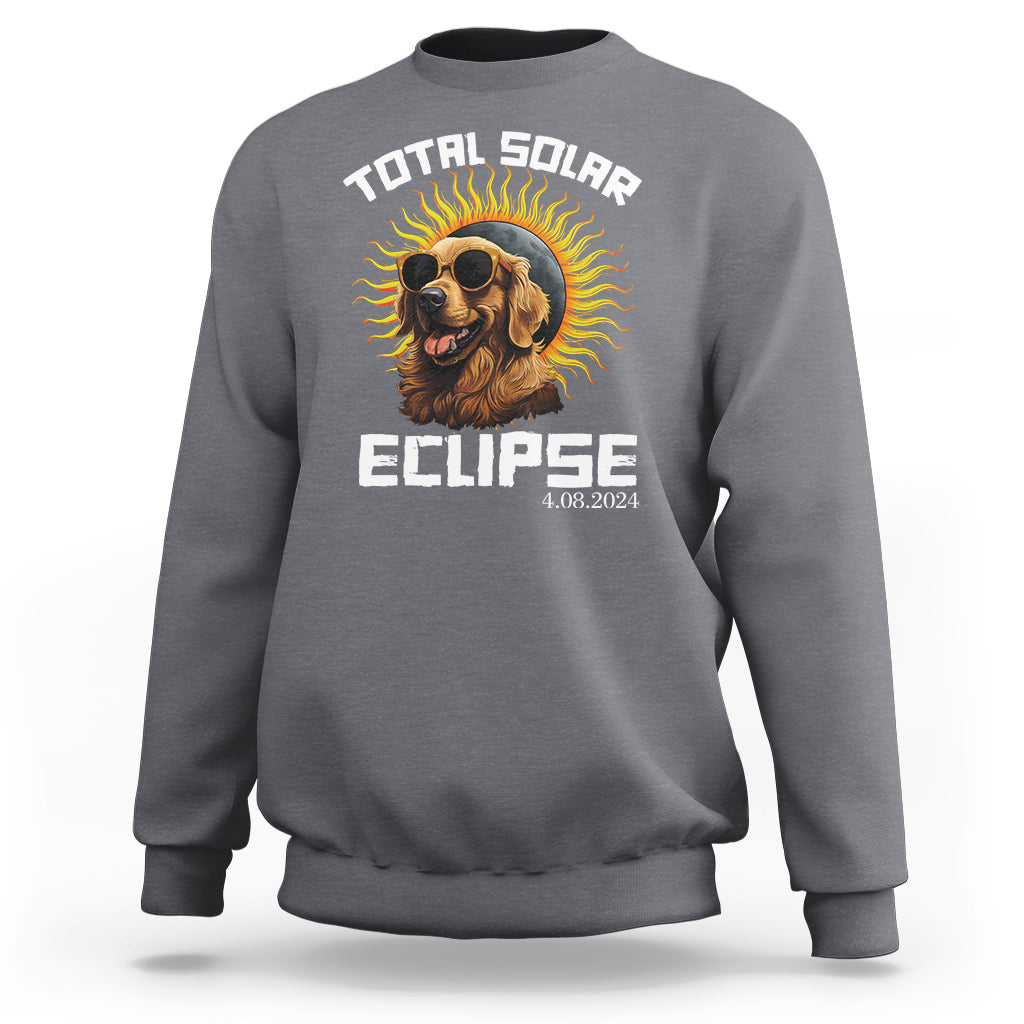 Total Solar Eclipse Sweatshirt Golden Retriever April 8 2024 - Wonder Print Shop