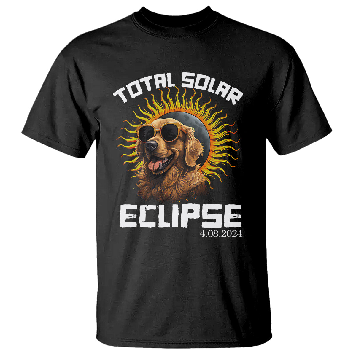 Total Solar Eclipse T Shirt Golden Retriever April 8 2024 - Wonder Print Shop