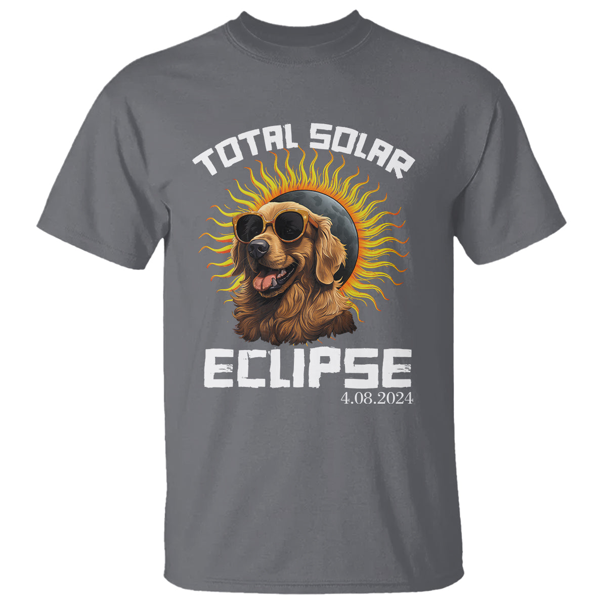 Total Solar Eclipse T Shirt Golden Retriever April 8 2024 - Wonder Print Shop