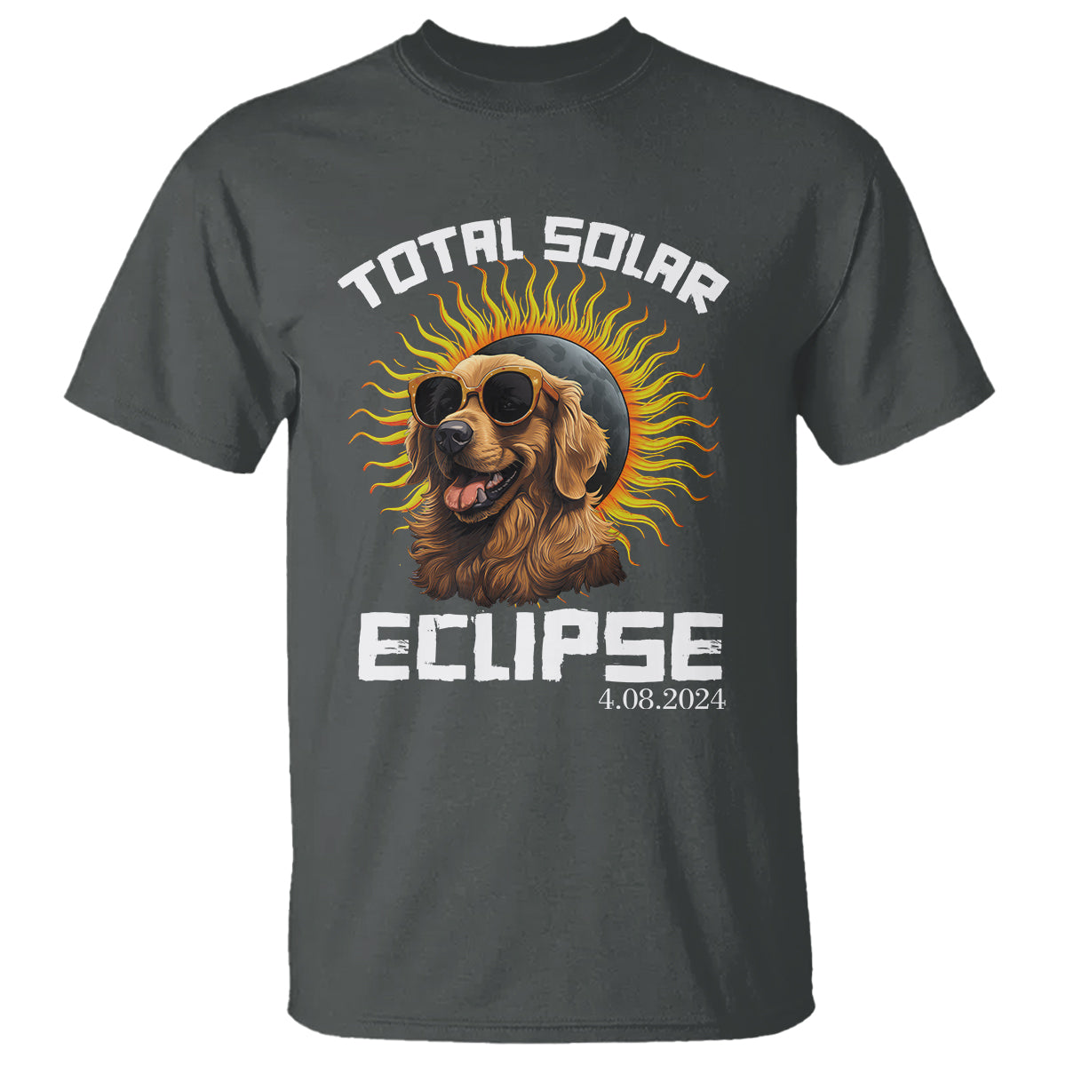 Total Solar Eclipse T Shirt Golden Retriever April 8 2024 - Wonder Print Shop