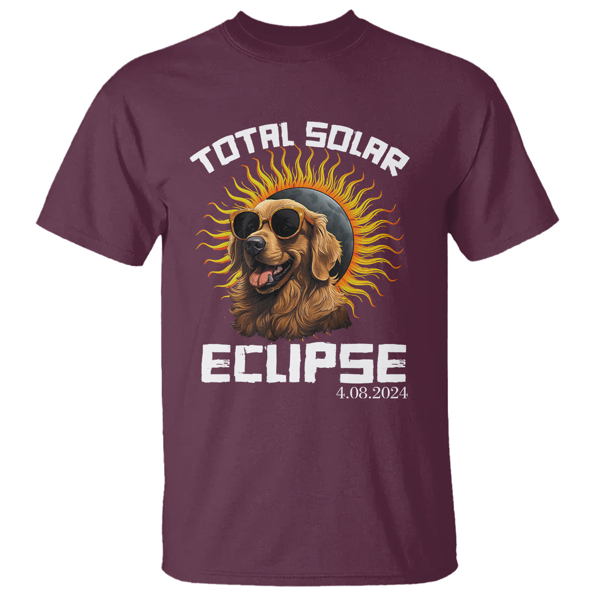 Total Solar Eclipse T Shirt Golden Retriever April 8 2024 - Wonder Print Shop
