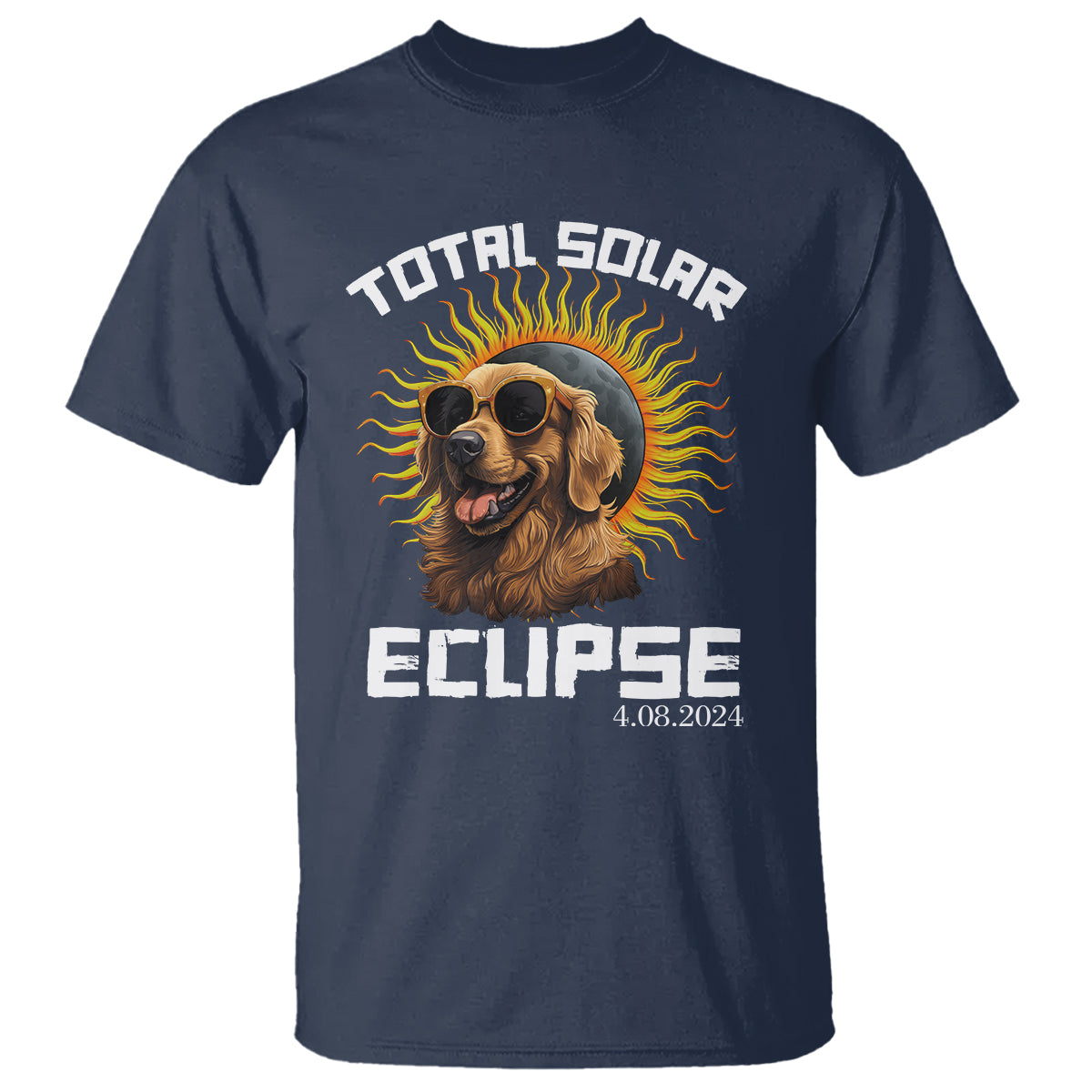 Total Solar Eclipse T Shirt Golden Retriever April 8 2024 - Wonder Print Shop