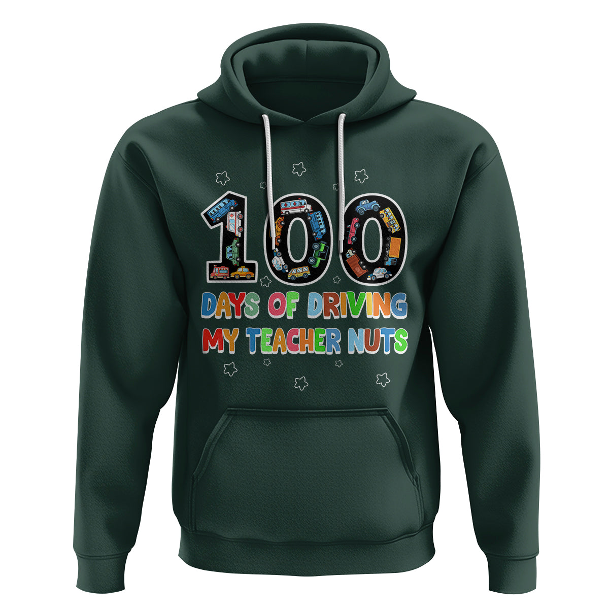 100th Day of School Boys Hoodie 100 Days of Driving My Teacher Nuts Cars Vehicles - Wonder Print Shop