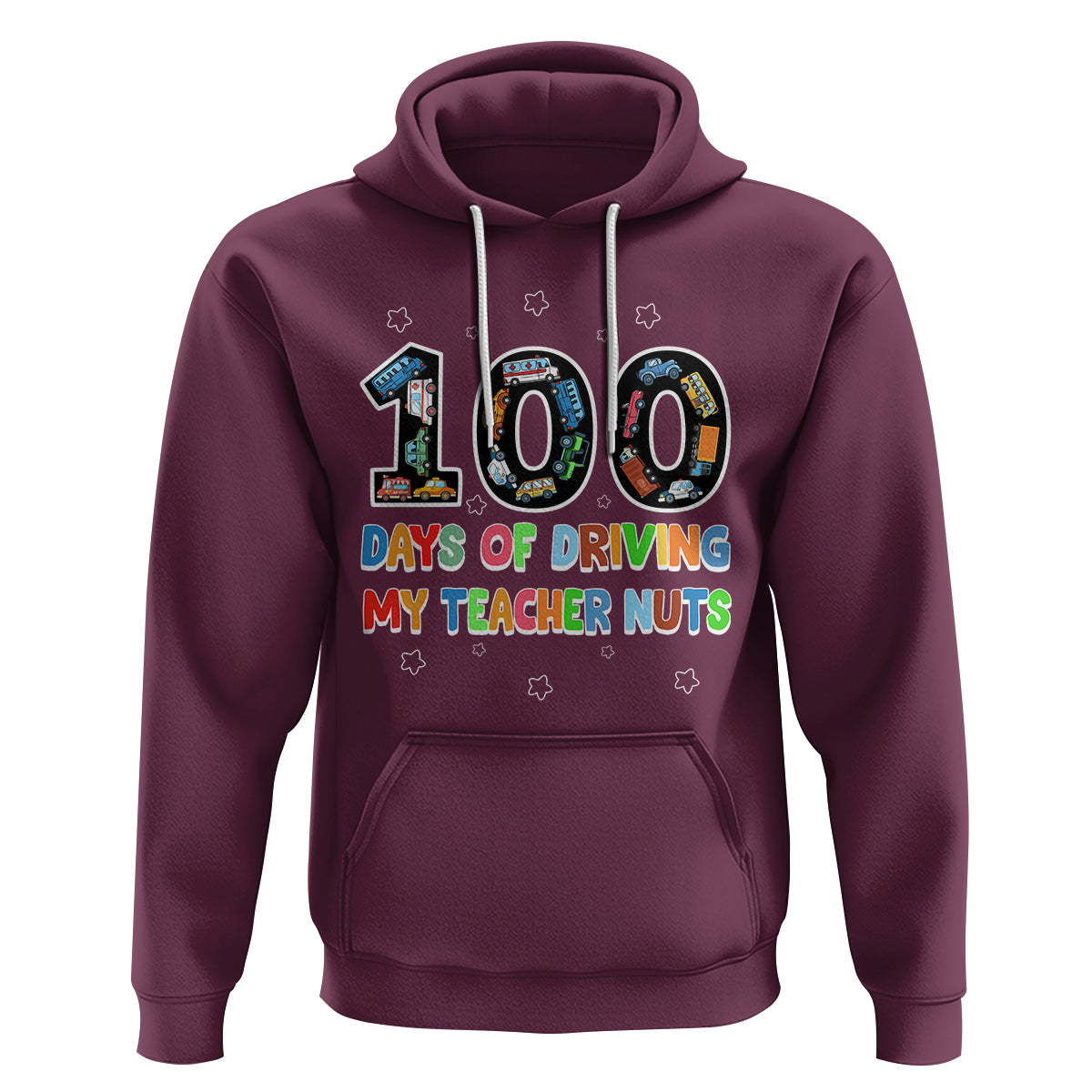 100th Day of School Boys Hoodie 100 Days of Driving My Teacher Nuts Cars Vehicles - Wonder Print Shop