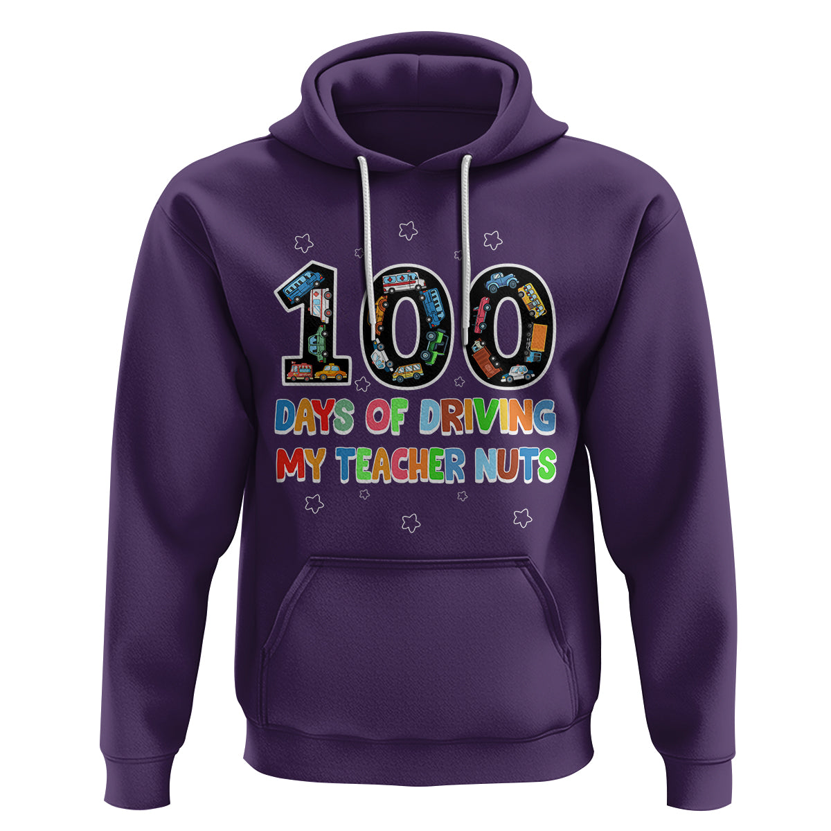 100th Day of School Boys Hoodie 100 Days of Driving My Teacher Nuts Cars Vehicles - Wonder Print Shop