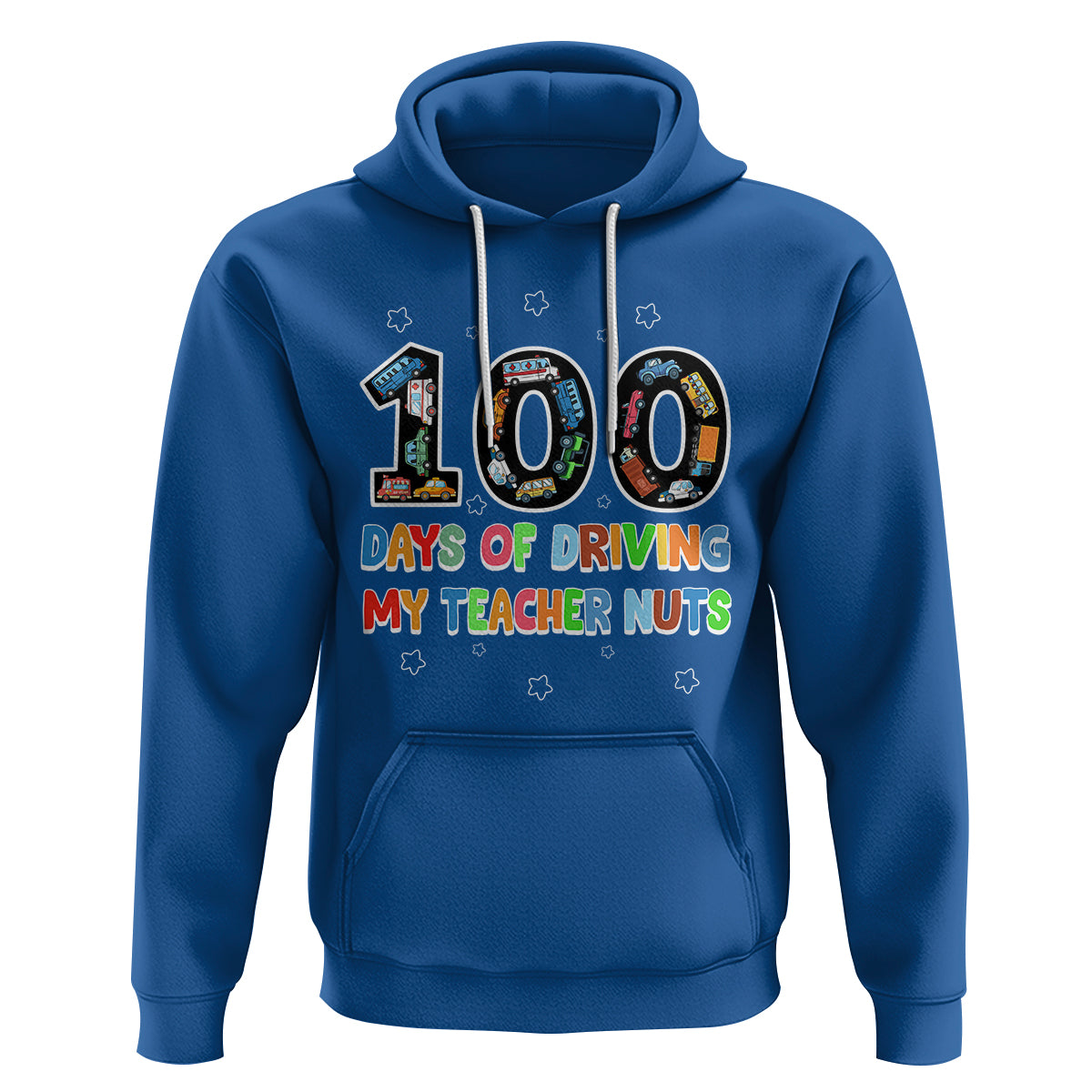 100th Day of School Boys Hoodie 100 Days of Driving My Teacher Nuts Cars Vehicles - Wonder Print Shop