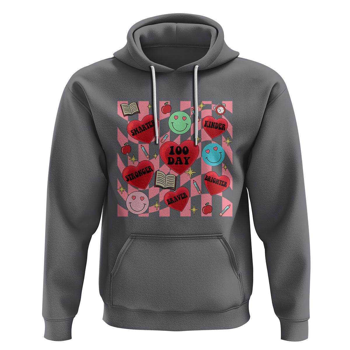 100 Days Of School Hoodie Smarter Kinder Stronger Brighter Retro Groovy - Wonder Print Shop