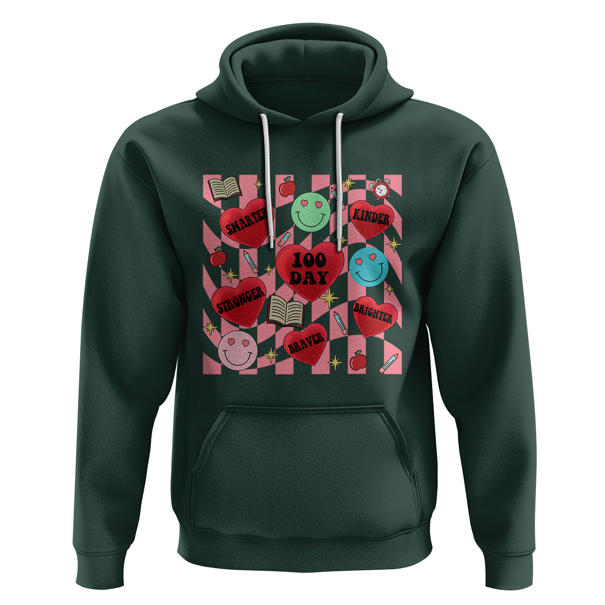 100 Days Of School Hoodie Smarter Kinder Stronger Brighter Retro Groovy - Wonder Print Shop