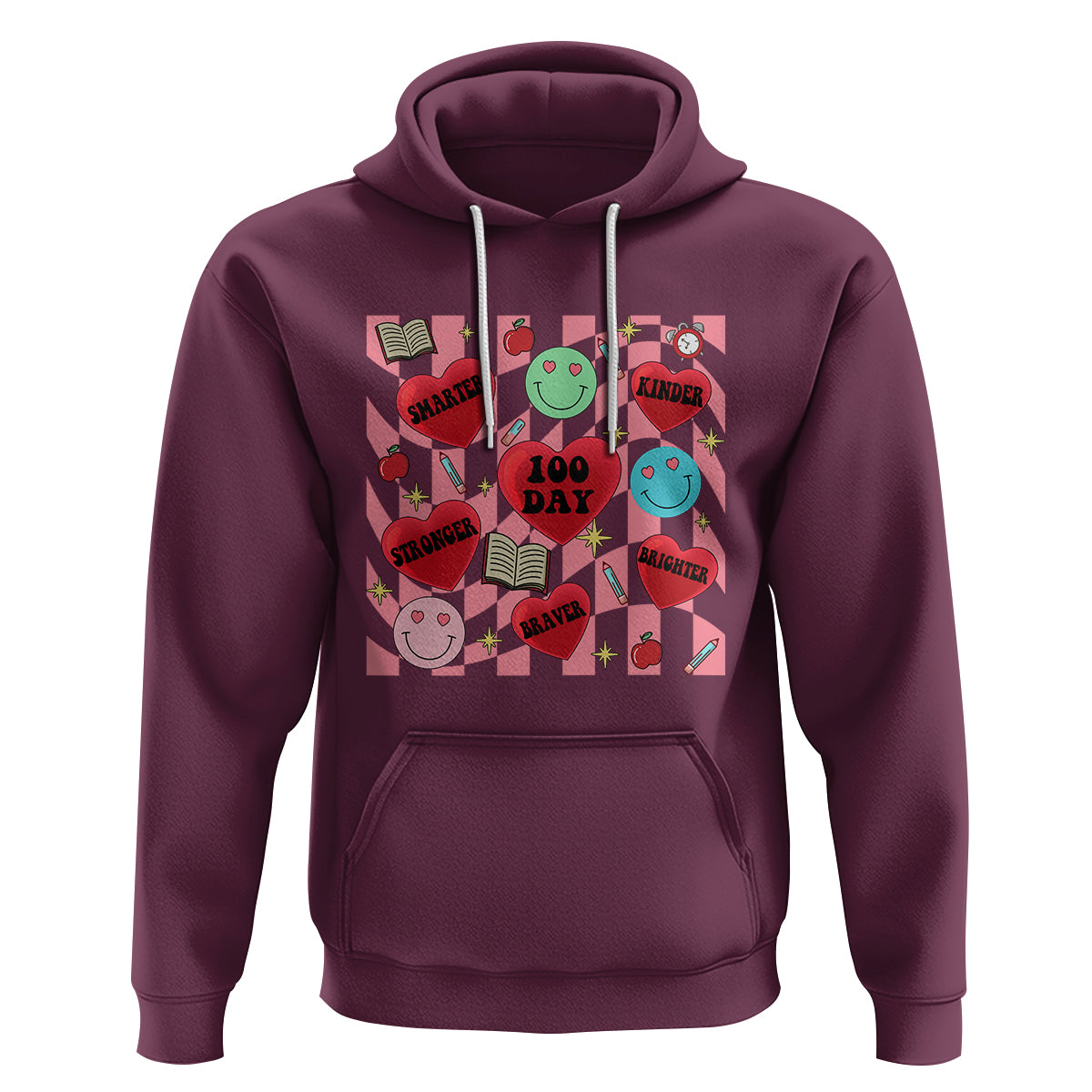 100 Days Of School Hoodie Smarter Kinder Stronger Brighter Retro Groovy - Wonder Print Shop