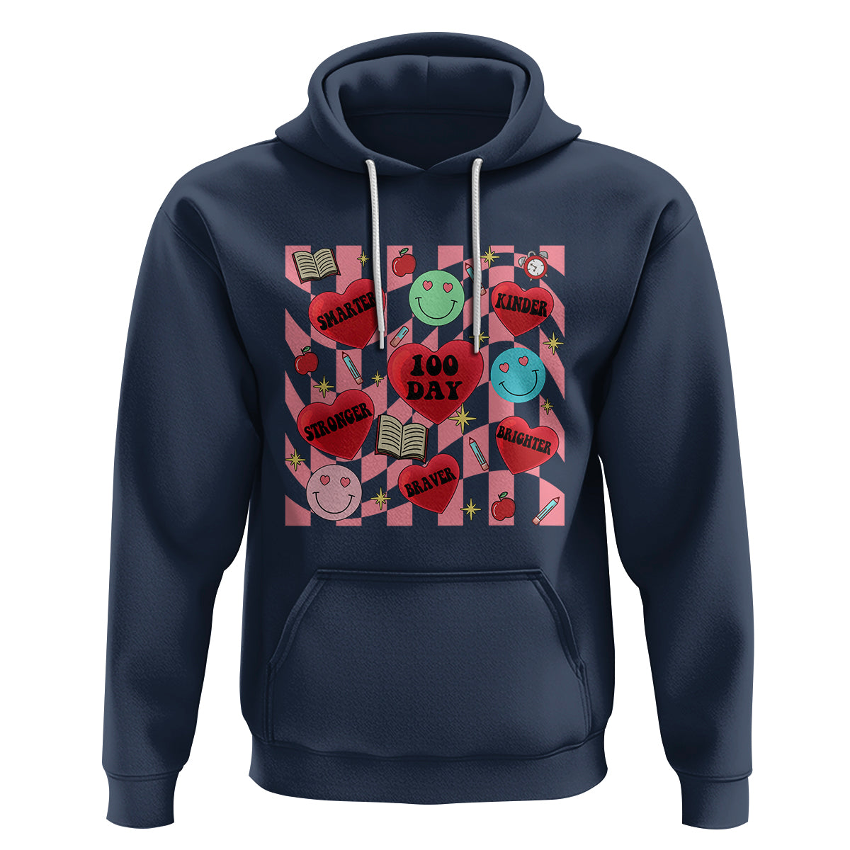 100 Days Of School Hoodie Smarter Kinder Stronger Brighter Retro Groovy - Wonder Print Shop