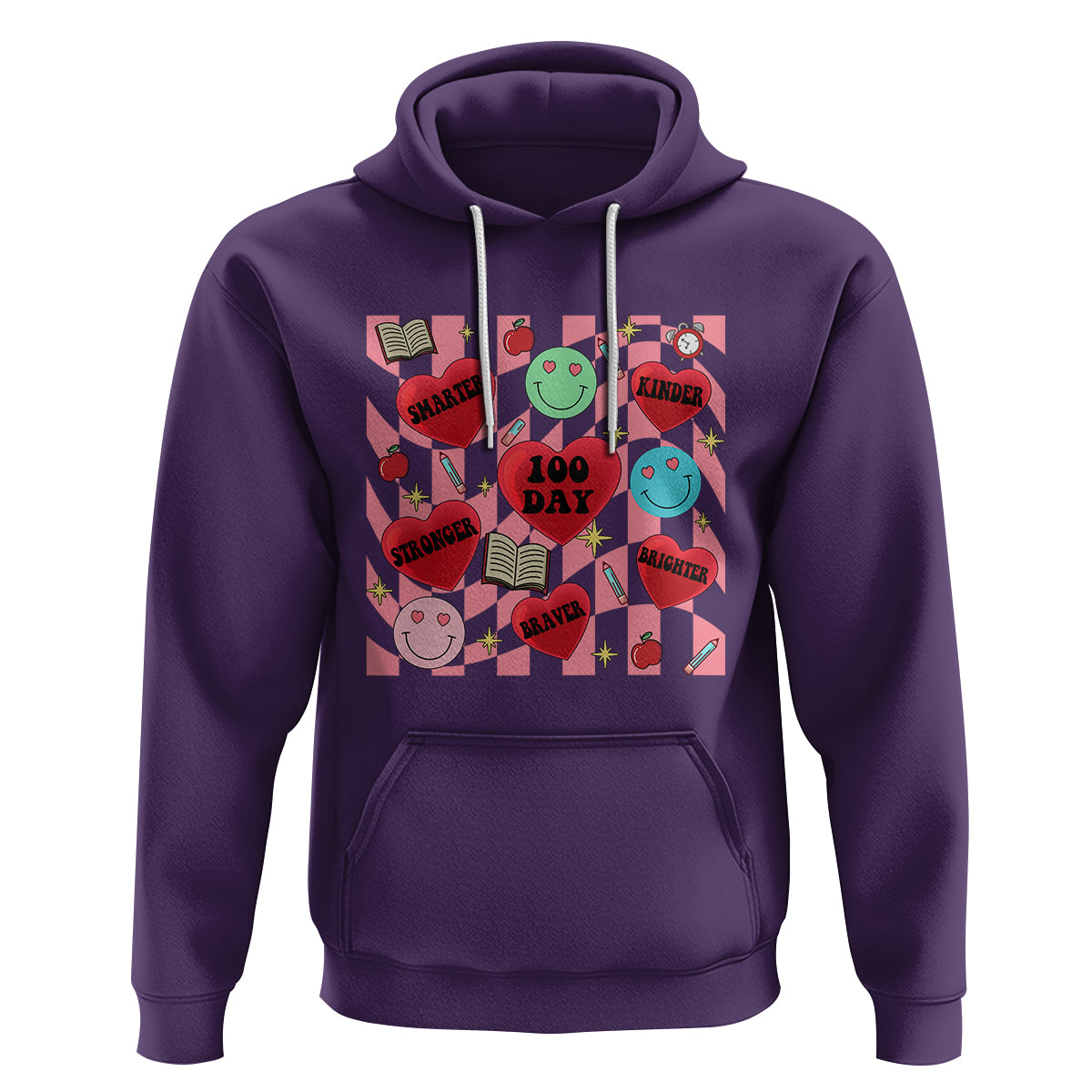 100 Days Of School Hoodie Smarter Kinder Stronger Brighter Retro Groovy - Wonder Print Shop