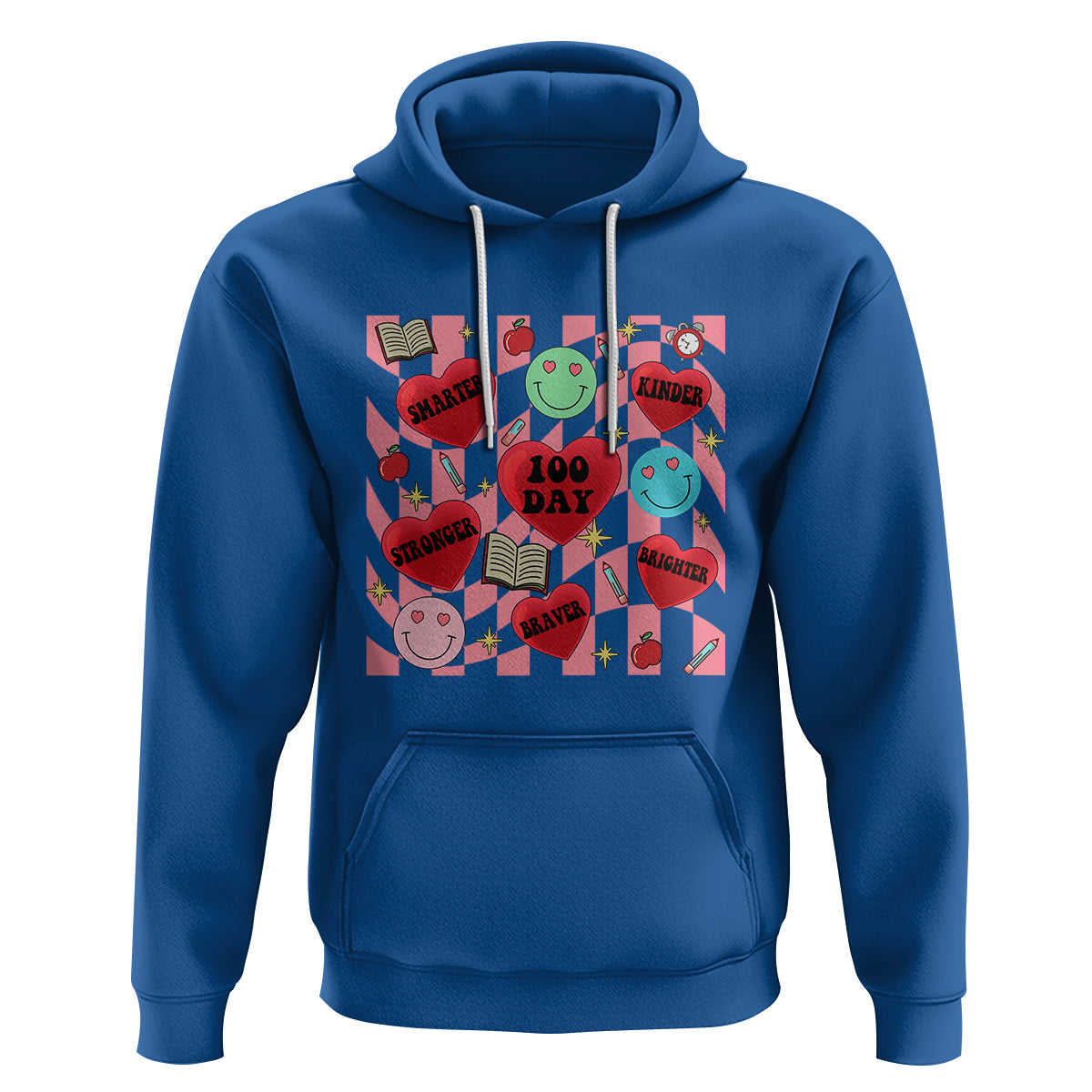 100 Days Of School Hoodie Smarter Kinder Stronger Brighter Retro Groovy - Wonder Print Shop