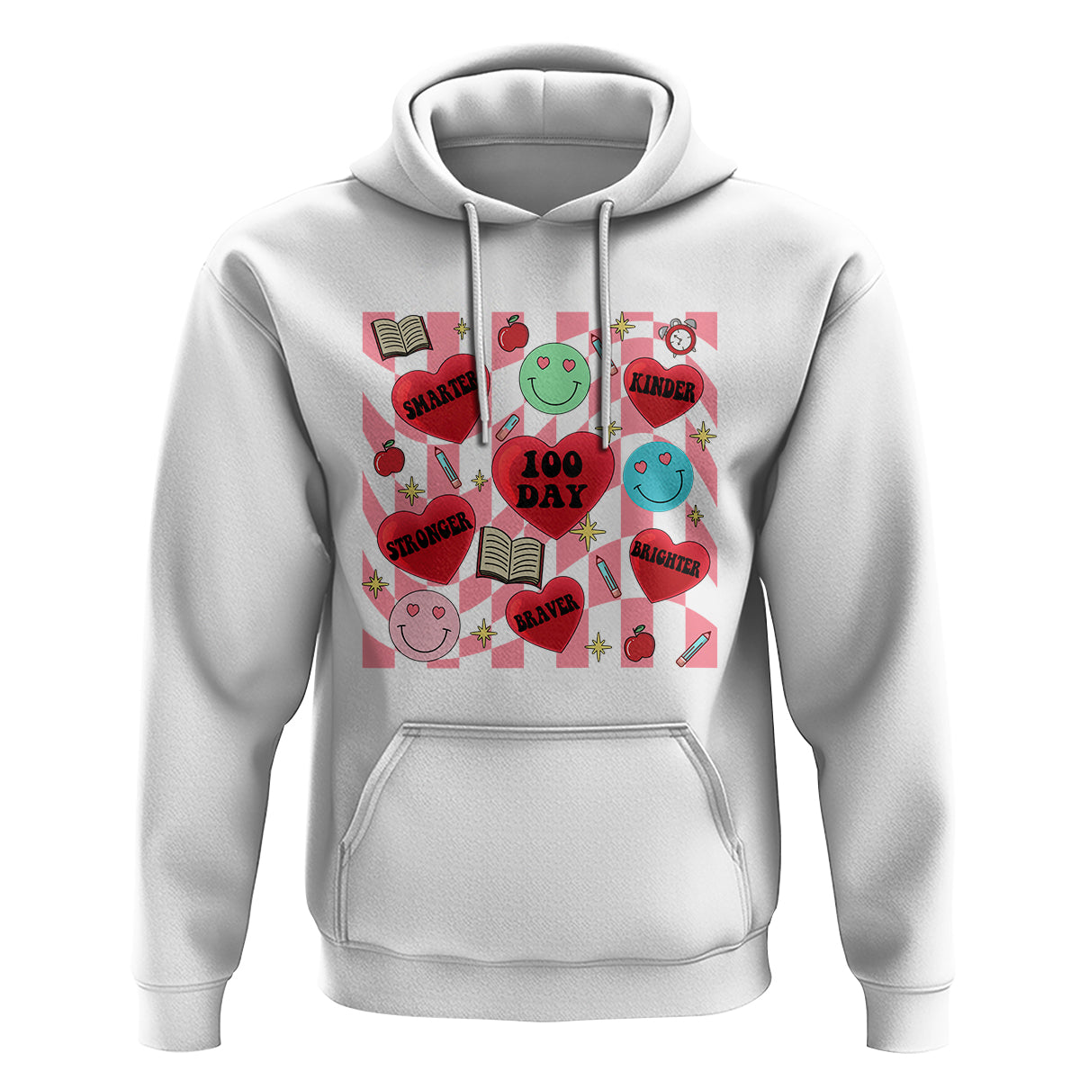 100 Days Of School Hoodie Smarter Kinder Stronger Brighter Retro Groovy - Wonder Print Shop