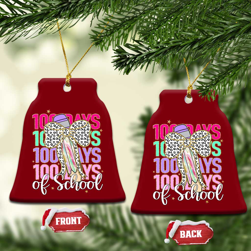 Retro Coquette 100 Days Of School Ceramic Ornament for Schoolgirls Teacher - Wonder Print Shop