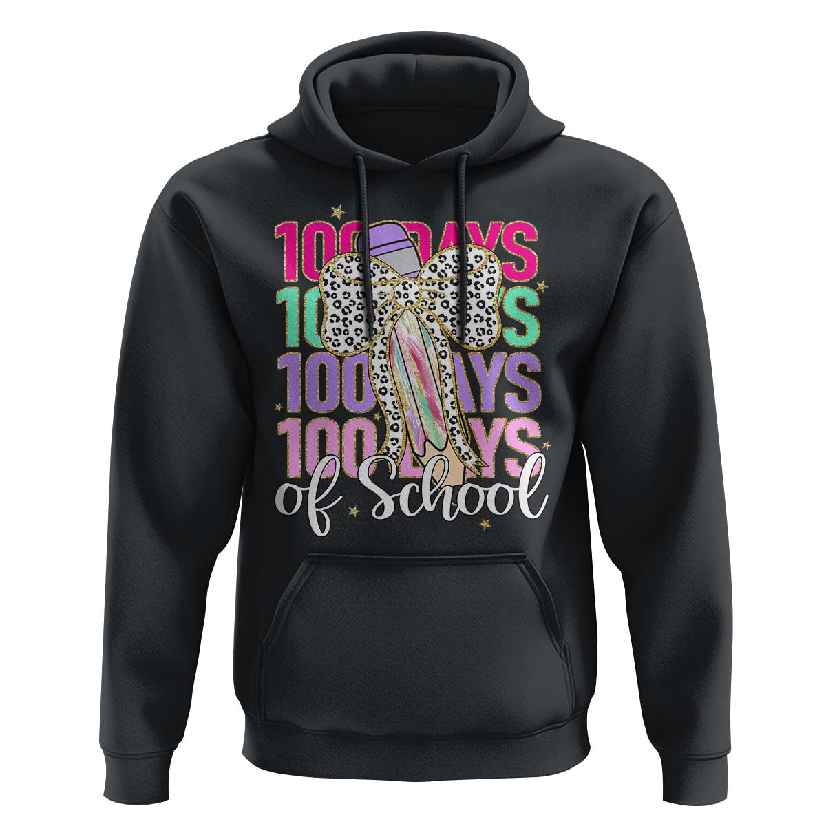 Retro Coquette 100 Days Of School Hoodie for Schoolgirls Teacher