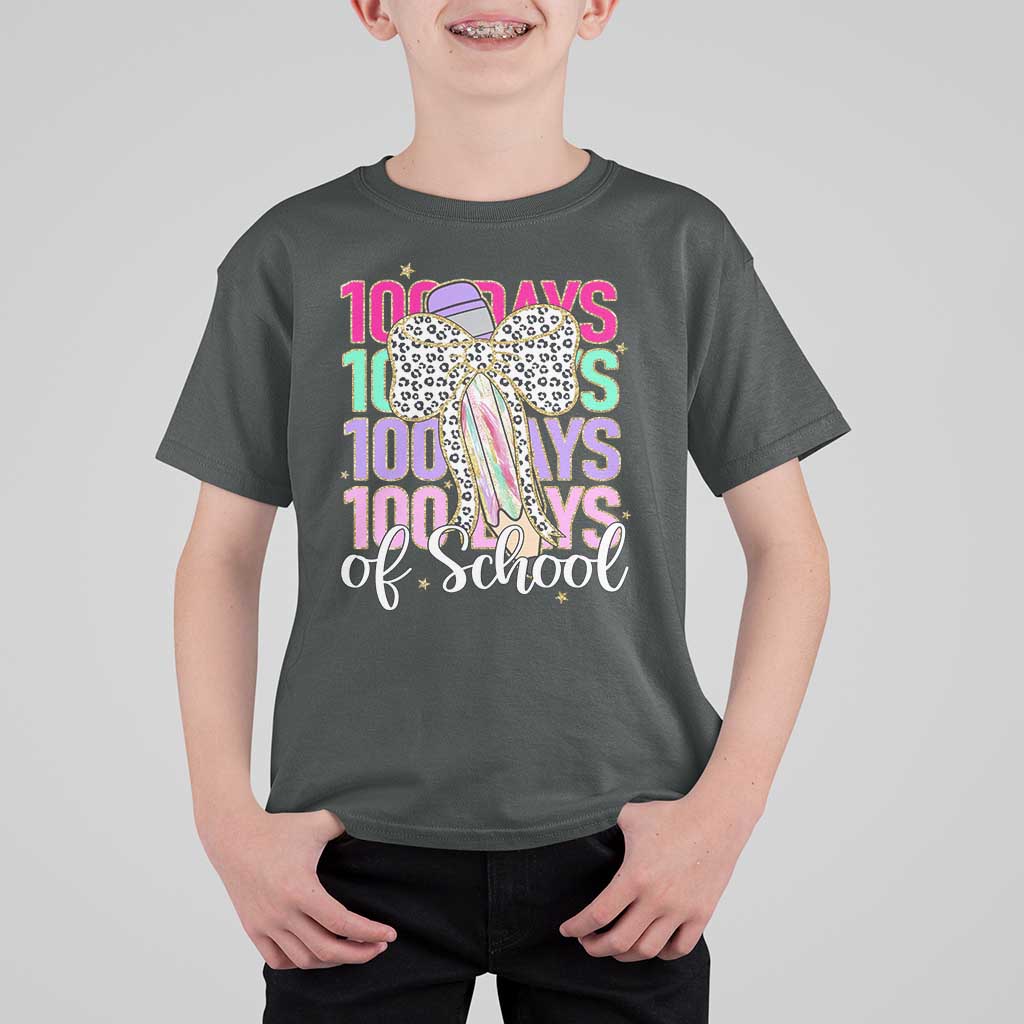 Retro Coquette 100 Days Of School T Shirt For Kid for Schoolgirls Teacher