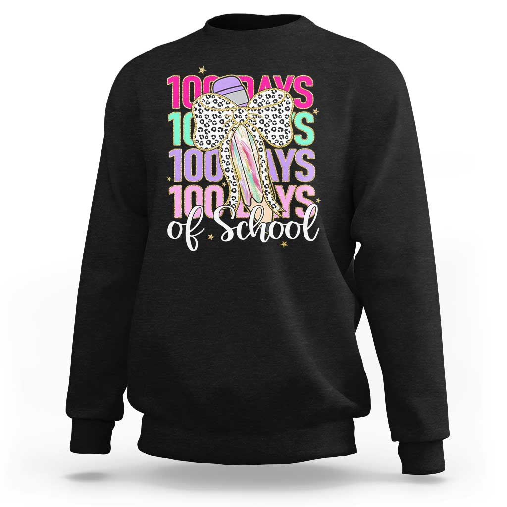 Retro Coquette 100 Days Of School Sweatshirt for Schoolgirls Teacher