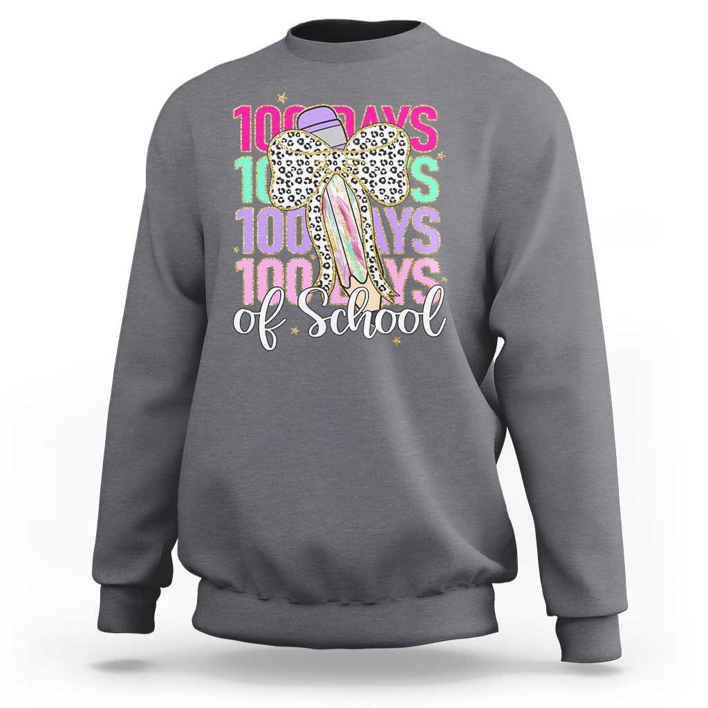Retro Coquette 100 Days Of School Sweatshirt for Schoolgirls Teacher