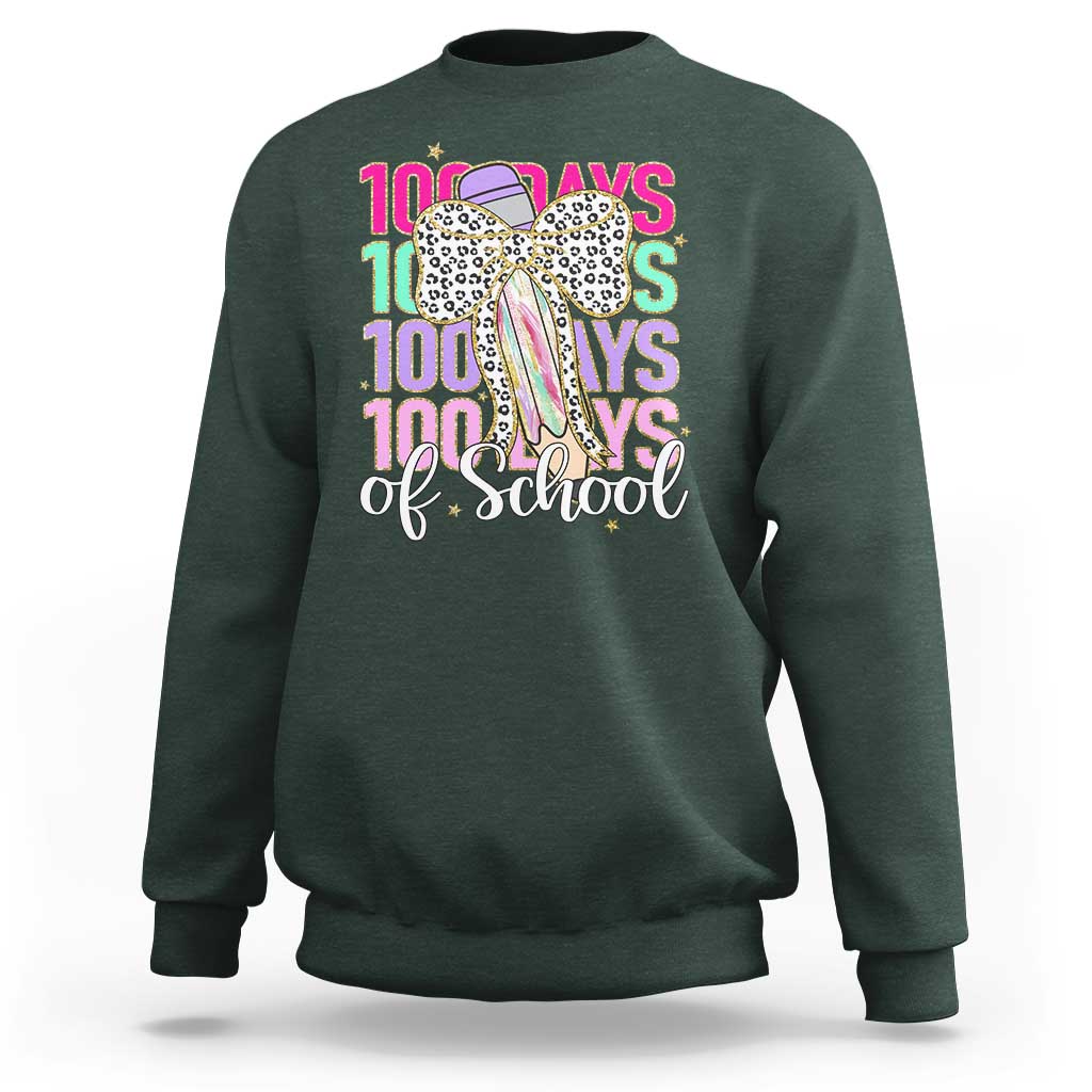 Retro Coquette 100 Days Of School Sweatshirt for Schoolgirls Teacher