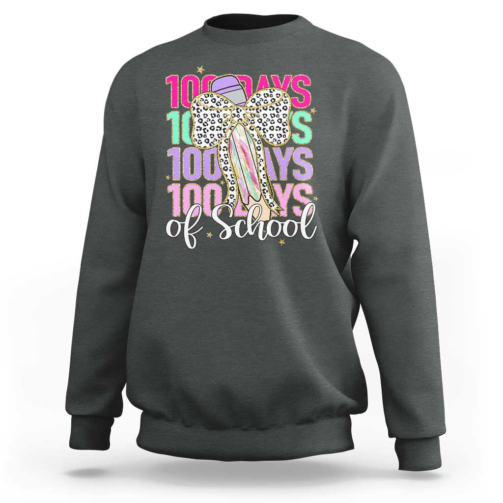 Retro Coquette 100 Days Of School Sweatshirt for Schoolgirls Teacher