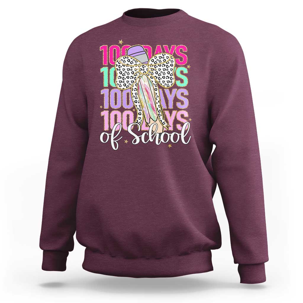 Retro Coquette 100 Days Of School Sweatshirt for Schoolgirls Teacher
