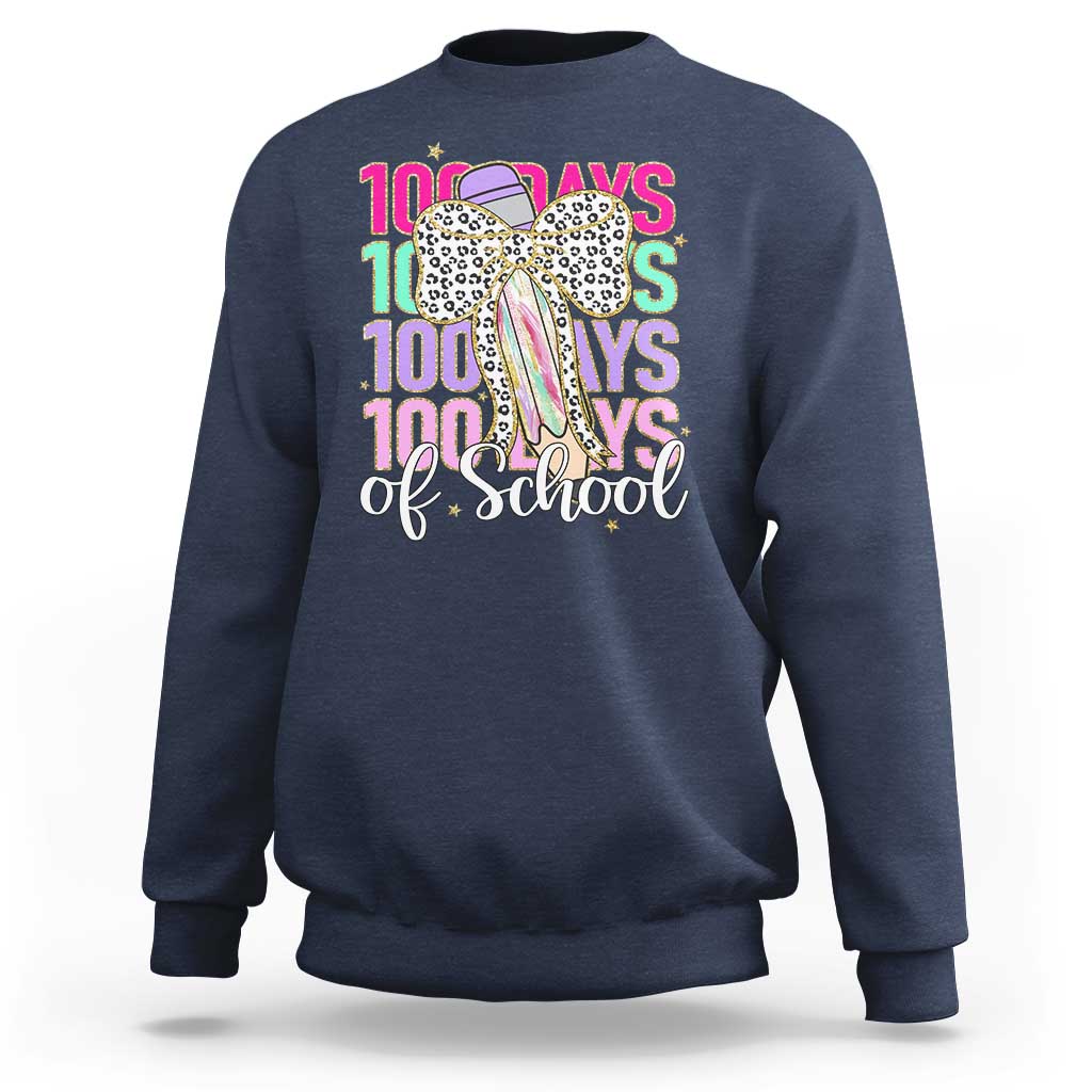 Retro Coquette 100 Days Of School Sweatshirt for Schoolgirls Teacher
